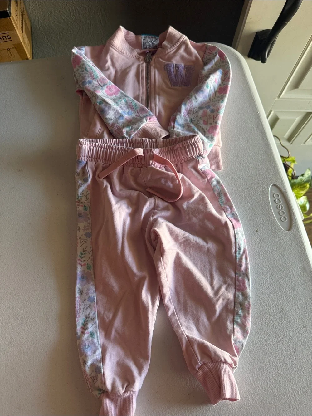 Carter's Pink Two-Piece Floral Trim Jogger Set